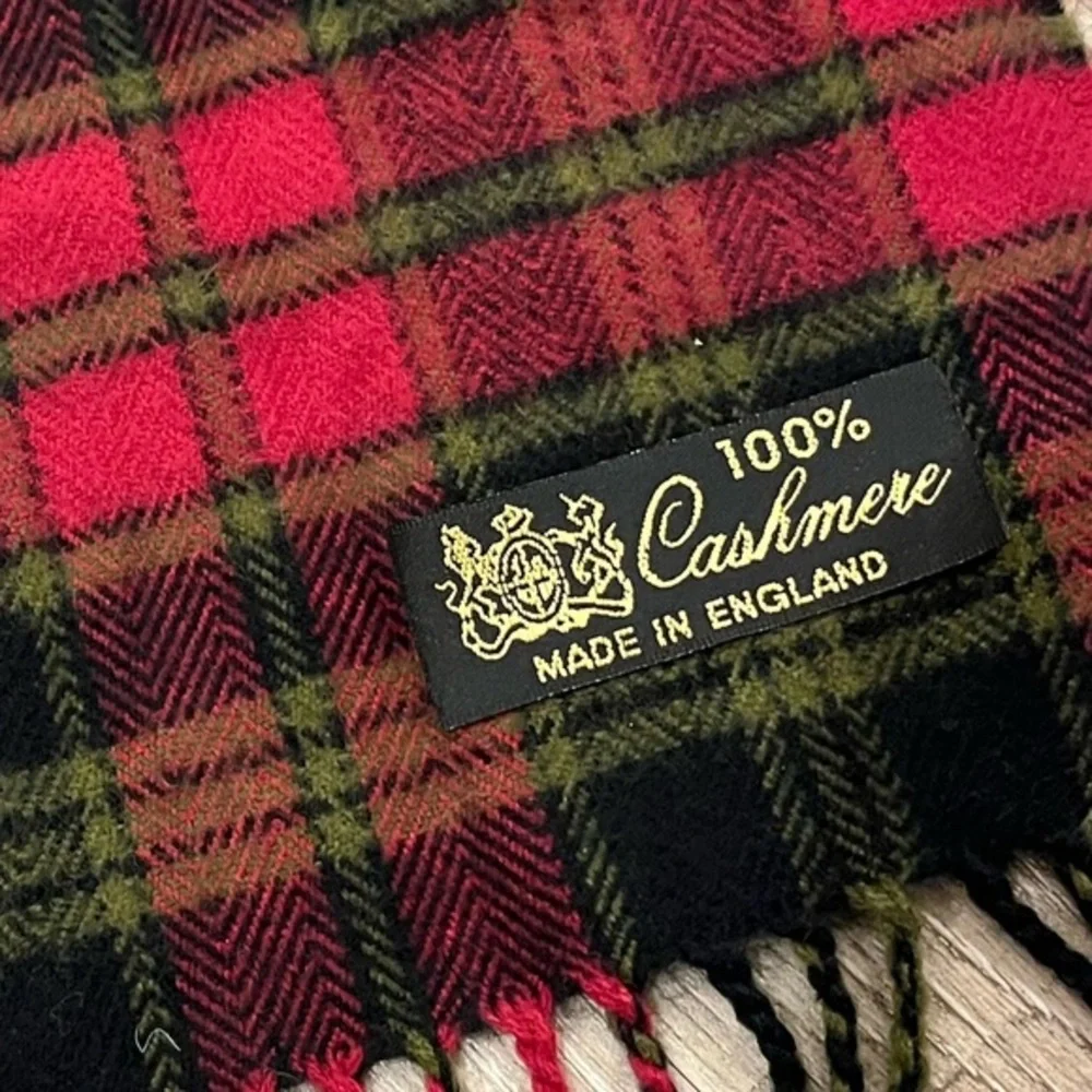 Classic Red and Black Cashmere Tartan Scarf Made in England
